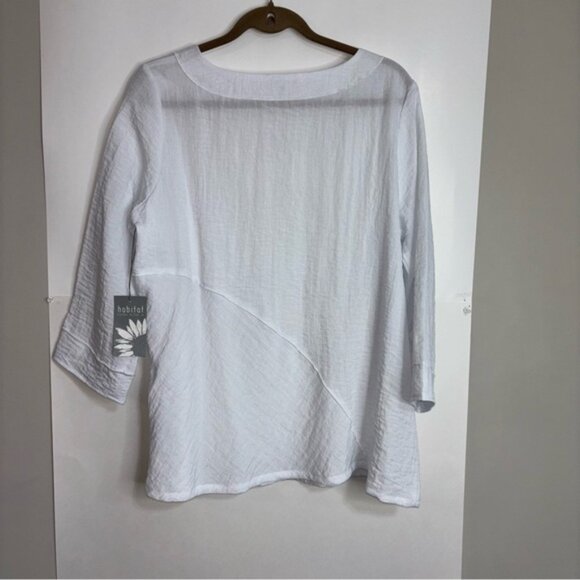 Habitat White Women's Size M Blouse Boho Lagenlook White Layering Minimalist - Picture 9 of 9